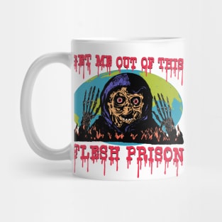 Get Me Out Of This Flesh Prison - Funny Horror Retro Cartoon Mug